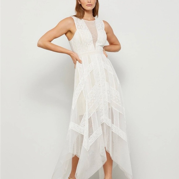 BCBG Max Azria Lace and Tulle kerchief Maxi Dress 4 - Picture 4 of 7